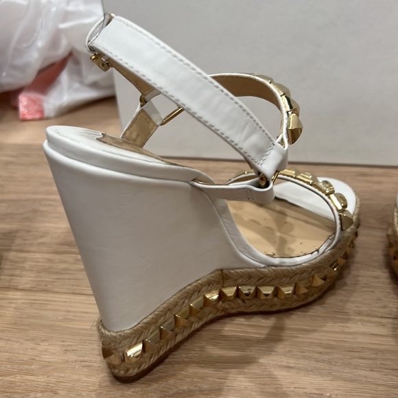 Christian Louboutin Cataclou 140 CAlf:Rope wedge shoe 37 white and gold - Picture 6 of 12
